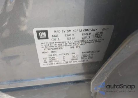 2021 Chevrolet Trailblazer Fwd Lt из США, поврежденный, VIN KL79MPSLXMB169641